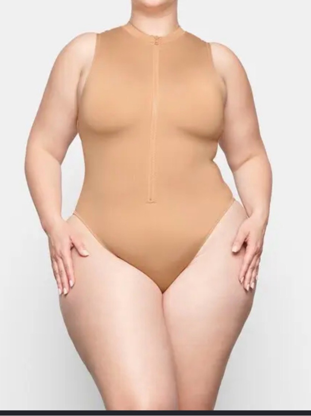 SKIMS Nude Zip-Front Sleeveless Bodysuit